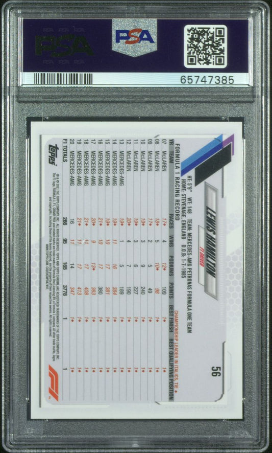 Lewis Hamilton 2021 Topps Chrome F1 #56 B&W Raywave Refractor Hamchella PSA 10