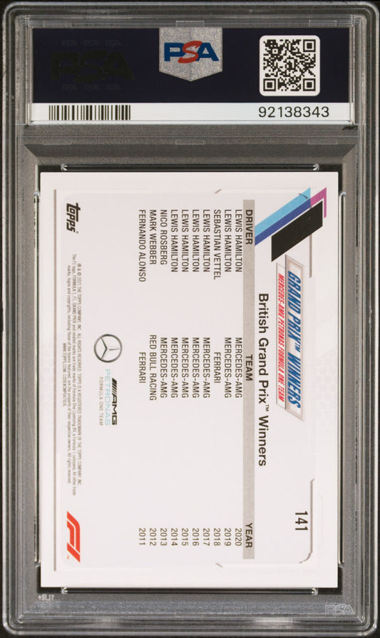 Lewis Hamilton 2021 Topps Formula 1 #141 Grand Prix Winner Checker Flag PSA 10